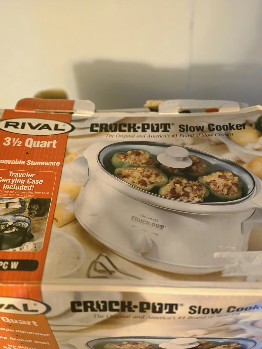 Vintage Rival Crock-Pot Slow Cooker 3 1/2 Quart - Model 3735PC W - With Traveler